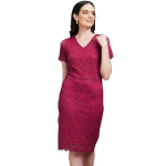 Women White Self Design Bodycon Lace Knee-Length