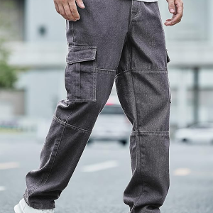 Baggy Cargo Jeans for Men – High Rise Relaxed Fit Denim Pants