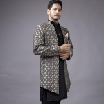 Men's Woven Printed Cotton Jacuqard Kurta Pajama Jacket
